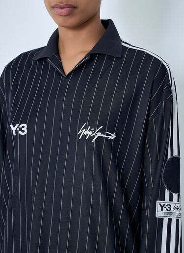 Y-3 Pinstripe Long Sleeve Polo Shirt Black yyy0364042