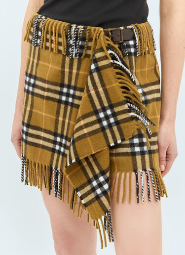 LN-CC® - Burberry: 格纹羊毛羊绒围巾半裙 - 棕色 Burberry 格纹羊毛羊绒围巾半裙 棕色 bur0258002
