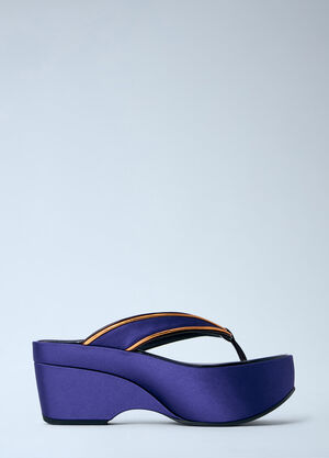 LN-CC® - Dries Van Noten: Satin Platform Thong Sandals - Blue Dries Van Noten Satin Platform Thong Sandals Blue dvn0263029