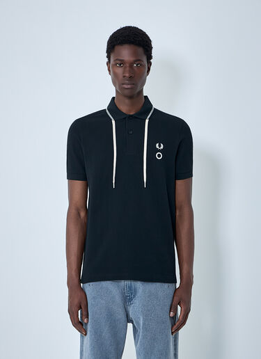 LN-CC® - Fred Perry x Craig Green: Embroidered Polo Shirt with Drawstring Detail - Black Fred Perry x Craig Green Embroidered Polo Shirt with Drawstring Detail Black fry0164001