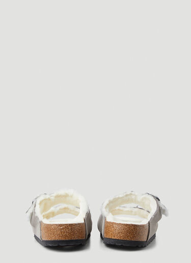 LN-CC® - Birkenstock: Arizona Shearling Two Strap Sandals - Grey Birkenstock Arizona Shearling Two Strap Sandals Grey brk0349010