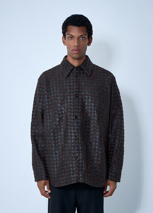 LN-CC® - Bottega Veneta: Intrecciato Leather And Suede Shirt - Brown Bottega Veneta Intrecciato Leather And Suede Shirt Brown bov0161007