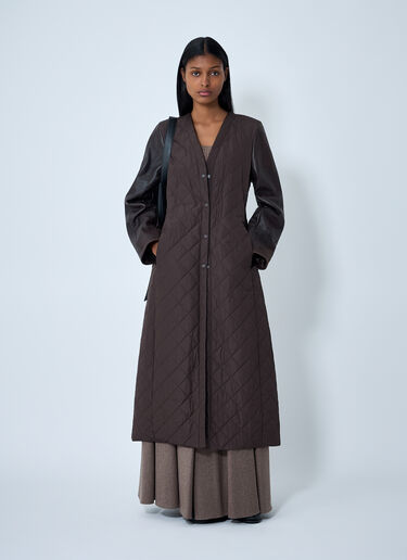 Max Mara Quilted Maxi Coat Brown max0262050