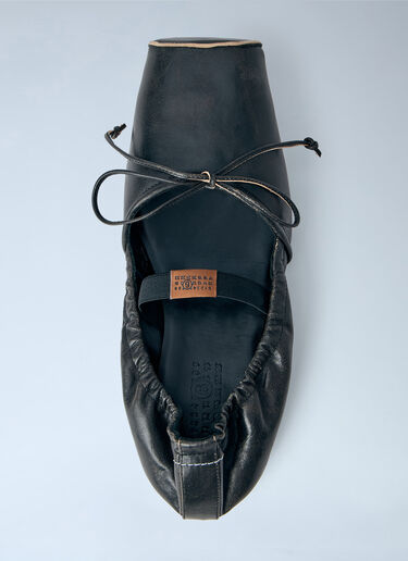 MM6 Maison Margiela スクエアトゥ・ボウ・バレリーナシューズ ブラウン mmm0264056