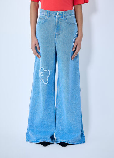 LN-CC® - Marni: Denim Jeans With Flower Motif - Blue Marni Denim Jeans With Flower Motif Blue mni0259007