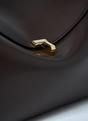 LN-CC® - TOTEME: T-Lock Leather Top-Handle Bag - Brown TOTEME T-Lock Leather Top-Handle Bag Brown tot0263078