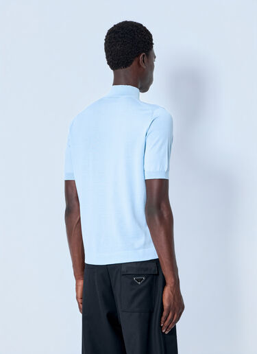 Prada Ribbed Turtleneck T-Shirt Blue pra0165002