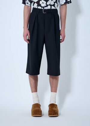 Dries Van Noten Pleated Wool Knee-Length Trousers Black dvn0163011