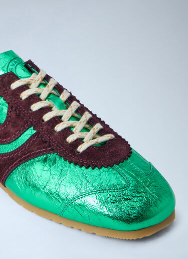 LN-CC® - Dries Van Noten: Metallic Panel Sneakers - Green Dries Van Noten Metallic Panel Sneakers Green dvn0264053