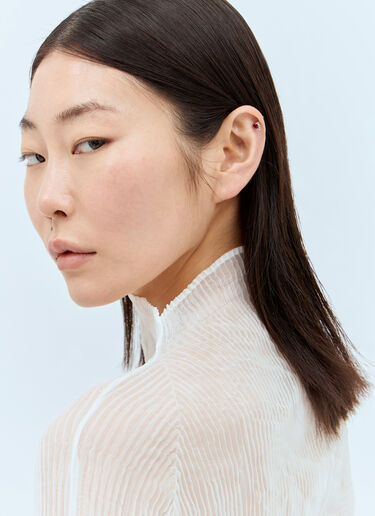 LN-CC® - Issey Miyake: Chiffon Twist Long-Sleeve Top - White Issey Miyake Chiffon Twist Long-Sleeve Top White ism0257004