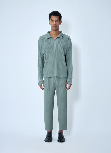 LN-CC® - Homme Plissé Issey Miyake: 褶裥四分之一拉链卫衣 - 橄榄 Homme Plissé Issey Miyake 褶裥四分之一拉链卫衣 橄榄 hmp0163005
