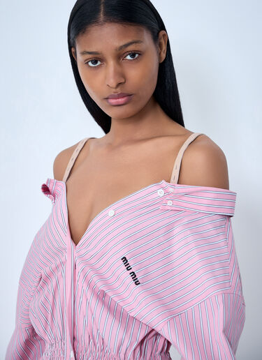 Miu Miu Striped Poplin Dress Pink miu0263001