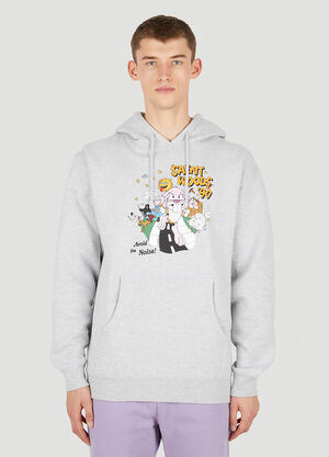LN-CC® - Saintwoods: Graphic Print Hooded Sweatshirt - Grey Saintwoods Graphic Print Hooded Sweatshirt Grey swo0149007