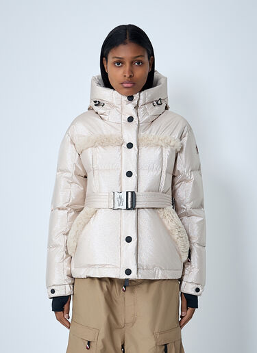 Moncler Grenoble 带人造毛皮饰边腰带羽绒夹克 米色 mog0262004