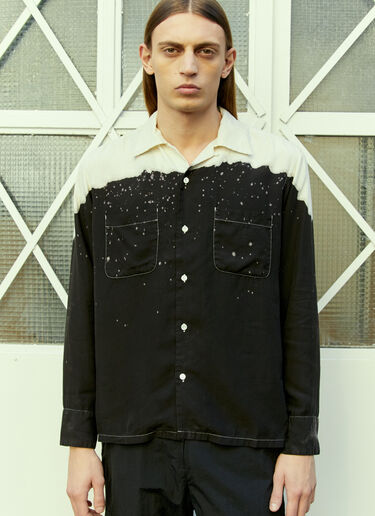 LN-CC® - NÒMARYTHM TEXTILE: 手染开领衬衫 - 黑色 NÒMARYTHM TEXTILE 手染开领衬衫 黑色 nma0154008