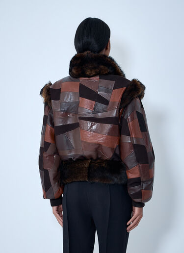 Chloé Patchwork Leather Jacket Brown chl0262006
