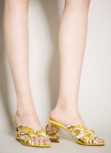 LN-CC® - Dolce & Gabbana: Majolica Silk Twill Heels - Gold Dolce & Gabbana Majolica Silk Twill Heels Gold dol0257011