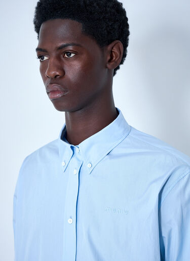 Miu Miu Cotton Poplin Button-Down Shirt Light Blue miu0164037