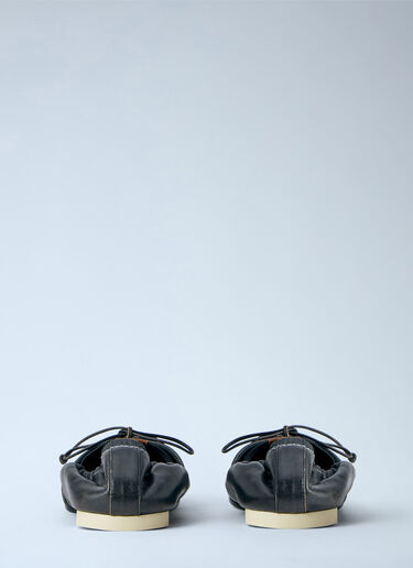 MM6 Maison Margiela スクエアトゥ・ボウ・バレリーナシューズ ブラウン mmm0264056
