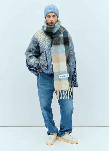 Acne Studios Mohair Checked Scarf Blue acn0357003