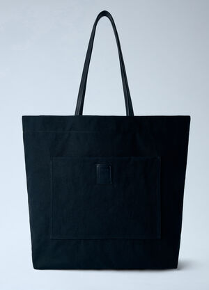 The Row Tori Leather-Trimmed Canvas Tote Bag Black row0365002