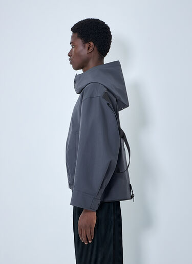 LN-CC® - Homme Plissé Issey Miyake: Structured Oversized Jacket - Black Homme Plissé Issey Miyake Structured Oversized Jacket Black hmp0164004