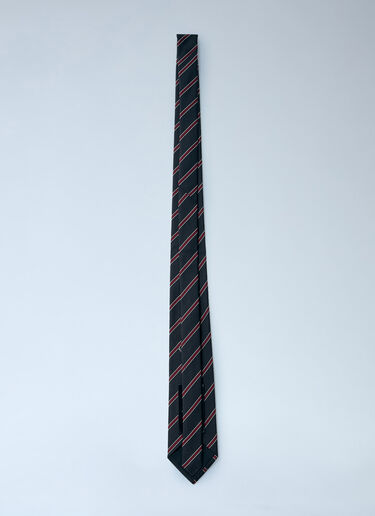 LN-CC® - Saint Laurent: Silk Stripe Tie - Burgundy Saint Laurent Silk Stripe Tie Burgundy sla0260027