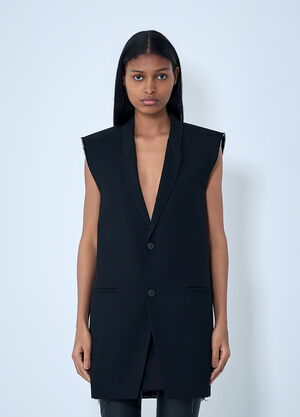 LN-CC® - Rick Owens: Sleeveless Tailored Blazer - Black Rick Owens Sleeveless Tailored Blazer Black ric0263046