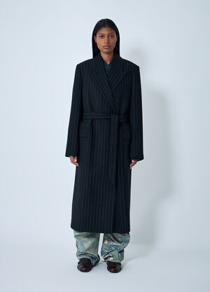 Acne Studios Belted Pinstripe Coat Black acn0262014