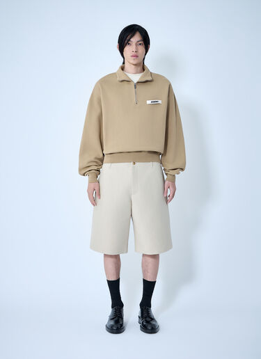 Jacquemus Le Camionneur Gros Grain Zip Sweatshirt Beige jac0164026