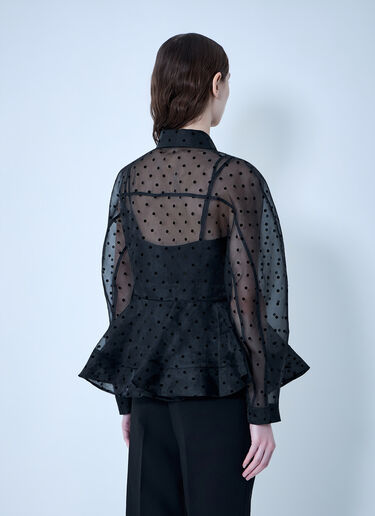 LN-CC® - GANNI: Flocked Organza Peplum Shirt - Black GANNI Flocked Organza Peplum Shirt Black gan0263019