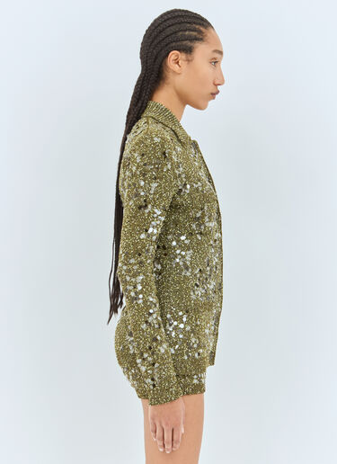 LN-CC® - Gucci: Tweed Blend Polo Cardigan - Green Gucci Tweed Blend Polo Cardigan Green guc0258004
