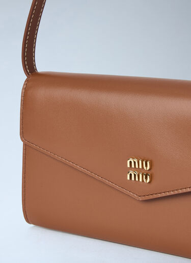Miu Miu Cord Shoulder Strap Leather Wallet Brown miu0264210
