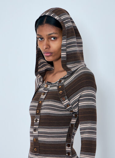 LN-CC® - Miss Sixty x KNWLS: Hooded Stripe Sweater - Brown Miss Sixty x KNWLS Hooded Stripe Sweater Brown msk0263013