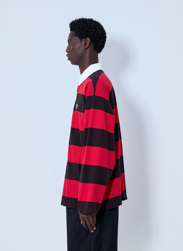 LN-CC® - Balenciaga: Striped Rugby T-Shirt - Red Balenciaga Striped Rugby T-Shirt Red bal0164009