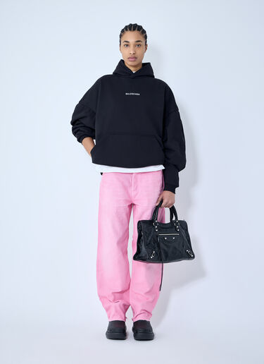 LN-CC® - Balenciaga: Logo Motif Hooded Sweatshirt - Black Balenciaga Logo Motif Hooded Sweatshirt Black bal0259066