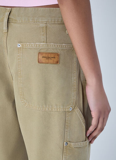 LN-CC® - Alexander Wang: Frayed Hem Denim Shorts - Beige Alexander Wang Frayed Hem Denim Shorts Beige awg0264012