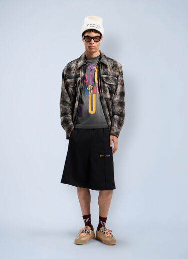 Palm Angels Curved Logo Check Overshirt Grey pma0162027