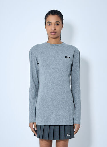 LN-CC® - Miu Miu: Set Of Three Logo Patch T-Shirts - Grey Miu Miu Set Of Three Logo Patch T-Shirts Grey miu0260055