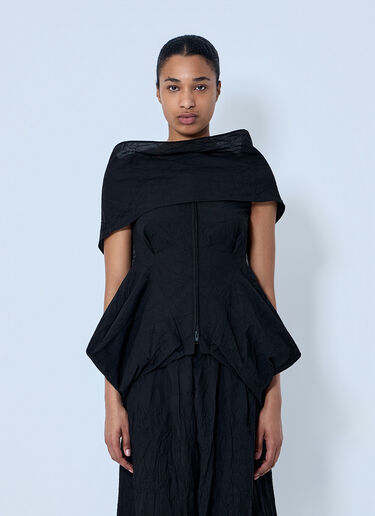 LN-CC® - LIMI Feu: Wrinkled Typewriter Scarf Detail Vest - Black LIMI Feu Wrinkled Typewriter Scarf Detail Vest Black lmf0264004