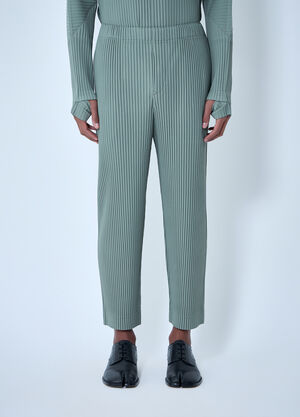 LN-CC® - Homme Plissé Issey Miyake: Pleated Tapered Pants - Olive Homme Plissé Issey Miyake Pleated Tapered Pants Olive hmp0163002