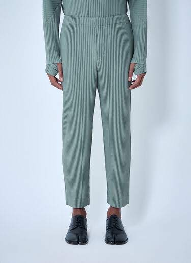 LN-CC® - Homme Plissé Issey Miyake: 플리츠 테이퍼드 팬츠 - 올리브 Homme Plissé Issey Miyake 플리츠 테이퍼드 팬츠 올리브 hmp0163002