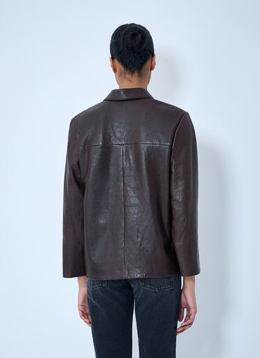 LN-CC® - Saint Laurent: Leather Jacket - Brown Saint Laurent Leather Jacket Brown sla0263021