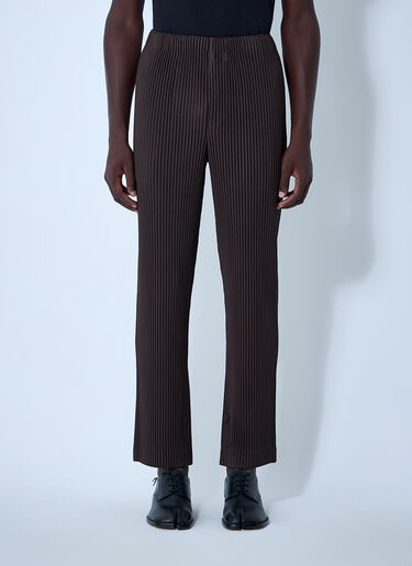 LN-CC® - Homme Plissé Issey Miyake: 주름 팬츠 - 브라운 Homme Plissé Issey Miyake 주름 팬츠 브라운 hmp0161012