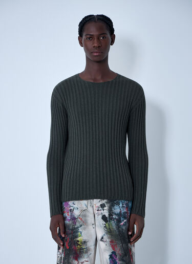 LN-CC® - Acne Studios: コットンリブセーター - グリーン Acne Studios コットンリブセーター グリーン acn0162012