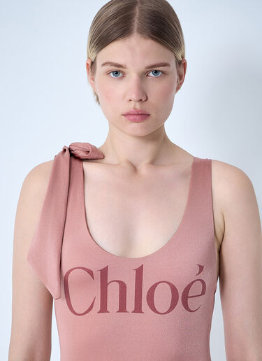LN-CC® - Chloé: Logo Motif Swimsuit - Pink Chloé Logo Motif Swimsuit Pink chl0261021