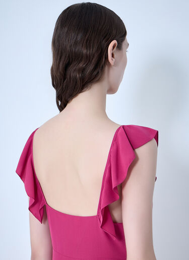 LN-CC® - Chloé: Ruffled Silk Dress - Pink Chloé Ruffled Silk Dress Pink chl0263051
