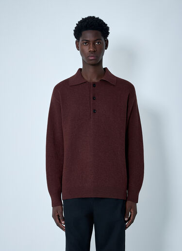 MHL by Margaret Howell 울 니트 폴로 스웨터  다크 브라운 mhl0162001
