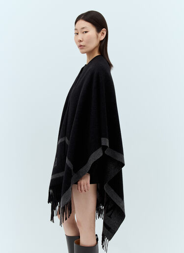 LN-CC® - Max Mara: Wool Cloak With Fringes - Black Max Mara Wool Cloak With Fringes Black max0257034