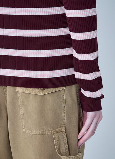 LN-CC® - Moncler: Ribbed Knit Striped Cardigan - Pink Moncler Ribbed Knit Striped Cardigan Pink mon0264032